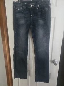 True Religion Straight Wild Willow Swarovski Crystal Pave Tall Jeans Sz 32 X 34" - Picture 1 of 11