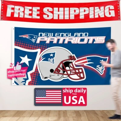 New England Patriots Flag 3X5 FT Banner Man Cave NEW NFL FREE Shipping - Image 1 of 4