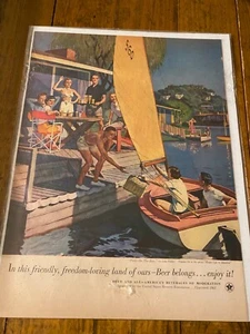 Vintage 1953 John Falter Art Picnic On The Bay Beer ad - Picture 1 of 1
