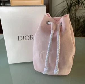 Christian Dior Novelty Makeup Pouch Pink Canvas Drawstring bag 17×11×6cm - Picture 1 of 6