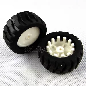 2pcs 43*19*3mm D Hole Small Smart Car Model Tire Wheel Robot DIY Shaft Motor - Picture 1 of 5