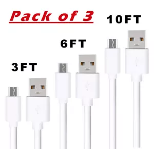 3x OEM MICRO USB FAST CHARGING CABLE CORD SYNC FOR ANDROID CELL PHONE 3FT 6 10FT - Picture 1 of 9