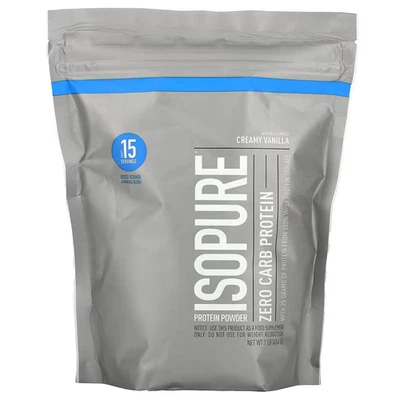 2 X Isopure, mezcla de bebida en polvo de proteína cero carbohidratos, vainilla cremosa, 1,06 lb (480 g) Foto 1 de 2