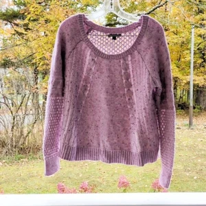 Suéter American Eagle Oufitters Talla Grande Rosa Moteado Crochet Algodón/Lana Acogedor - Imagen 1 de 6
