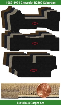 Набор ковриков Custom Luxe для 89-91 Chevy R2500 Suburban с логотипом (3 штуки) #93P - Изображение 1 из 4