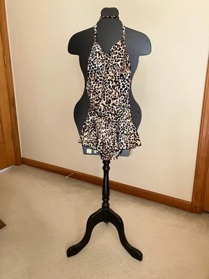 Traje de baño Shore Shapes para mujer leopardo peplum halter traje de baño de una pieza talla 8 Foto 1 de 4