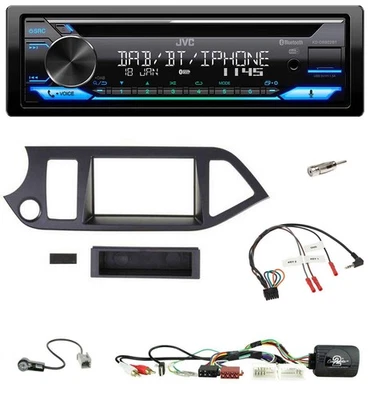 JVC Bluetooth Lenkrad USB DAB CD Autoradio für Kia Picanto ab 2011 AUX USB Start - Bild 1 von 4
