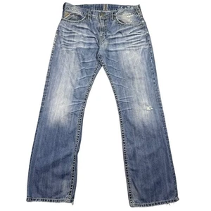 Silver Jeans Mens 36x34 Zac Bootcut Relaxed Denim Whisker Baggy Y2K Thick Stitch - Picture 1 of 15