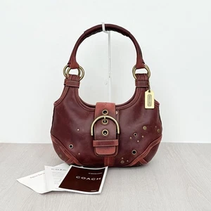 Coach Soho borsa a tracolla borsetta borchie rosso borchie pelle vintage autentica - Foto 1 di 24