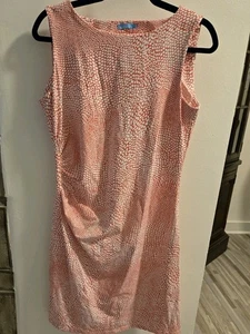 Vestido Vaina J.McLaughlin Sin Mangas M Rosa Blanco Estampado Hecho en EE. UU. Catalina  - Imagen 1 de 6