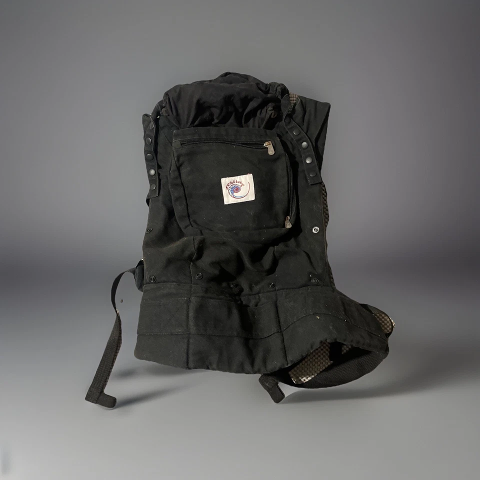 原装 Ergo 婴儿背带黑色和骆驼帽前口袋 — 第 1/4 张图片