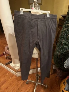 Hugo Boss Dress Pants Mens 36x28 Gray/brown Pinstripe flat front.cotton - Picture 1 of 5