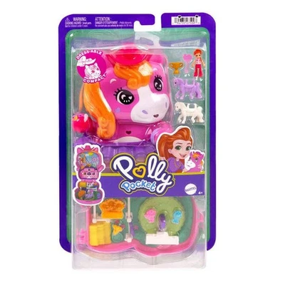 MATTEL GMBH Polly Pocket Pony-Rodeo, Spielset mit 1 kleinen Puppe und Pferdchen, Spielzeu...