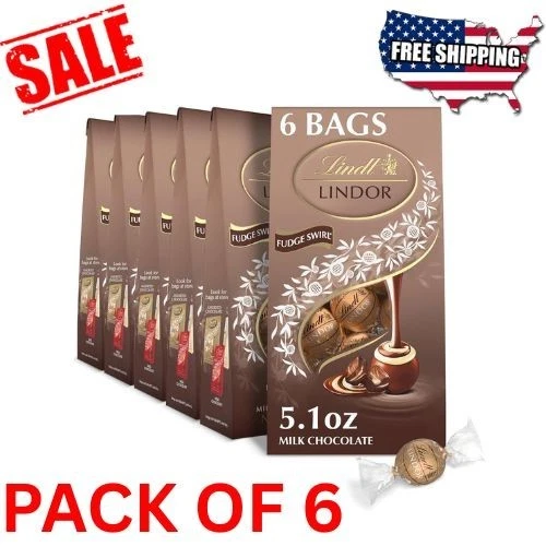 Paquete de 6 caramelos Lindt Lindor Fudge Swirl chocolate con leche 5,1 OZ, CAD-30 de noviembre/2025 Foto 1 de 4
