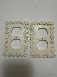 Ornate Wall Outlet Plug Cover Painted Resin Off White Ivy studioworth Stuidos - Picture 1 of 4