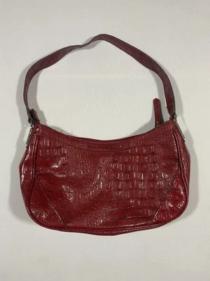 Bolso de hombro vintage Liz & Co de cuero rojo 14 X8 plateado con hebilla Foto 1 de 4