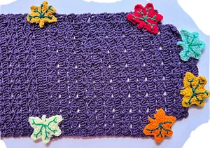 PURPLE Maple leaf mat HANDMADE TABLE RUNNER TOPPER- TABLERUNNER CROCHET doily - Picture 1 of 8