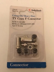 Connettore TV Coassiale F, Confezione da 10, per RG-6 Coassiale, Spina CF-56, Sigillato/Nuovo - Foto 1 di 2