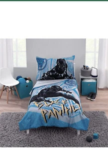 Marvel Black Panther - Twin Toddlers Bedding Sheet Set & Comforter Kids 4 Pcs - Picture 1 of 11