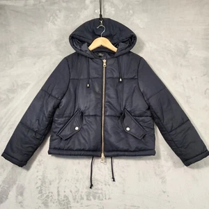 TOPSHOP WOMENS PUFFER COAT SIZE 10 JACKET THICK WARM BLACK ZIP UP WITH HOOD - Picture 1 of 16