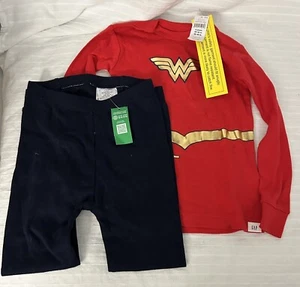 NWT Baby Gap WONDER WOMAN Red Black Gold Long Sleeve & Pants PAJAMAS PJ'S 4years - Picture 1 of 8