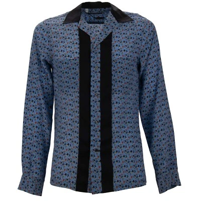 DOLCE & GABBANA Relaxed Fit Soccer Motive Printed Silk Shirt RIVIERA Blue  - Image 1 of 4