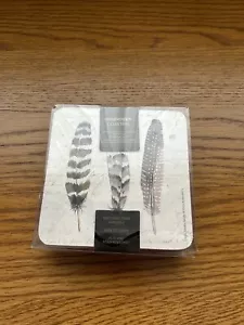 Creativetops Coasters - Grey Feathers - Square - Set of Six - Cork Backed - New - Picture 1 of 5