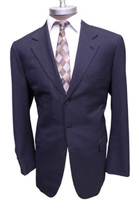 Brioni Palatino Super 150 Wool Dark Blue Pinstripe Three Button Blazer Jacket 46 - Picture 1 of 8