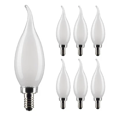 6 Pack Chandelier LED 4W 40W 120V CA11 Candelabra E12 Frosted 2700K Warm White - Image 1 of 4