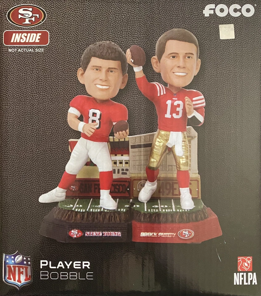 Steve Young & Brock Purdy San Francisco 49ers Then and Now Bobblehead #3/223 - Image 1 of 1