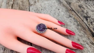 Moon face Amethyst 925 Sterling Silver Ring Valentine Jewelry All Size SE-1271 - Picture 1 of 11