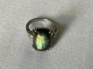 STS STERLING SILVER LABRADORITE TOPAZ RING SIZE 8.00 5.6G #FG446 - Picture 1 of 3