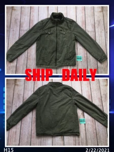 Levi's Jean Army Military Green Zip Light Jacket Coat Hooded Pockets Small CH❄️ - Picture 1 of 12