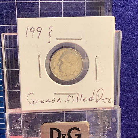 199? 1990 s P Roosevelt Dime Error Grease Filled Date rare Cover