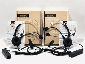 AGPTEK® Hands-Free Call Center Noise Cancelling Corded Monaural Headset Lot Of 2 - Picture 1 of 13