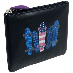 Leather Coin Purse By Mala Teens Boys Mens Skateboards Stars Stripes - Picture 1 of 3