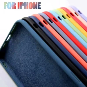 Custodia telefono silicone liquido semplice per iPhone 15 14 13 12 Pro Max 11 XR XS 8 - Foto 1 di 23