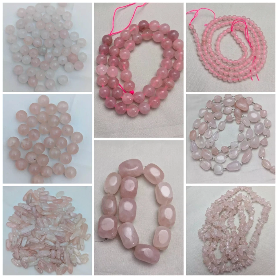 Rose Quartz Gemstone Beads, Choose Your Shape - Image 1 of 4