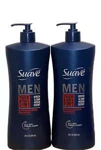 2 PK Suave Men's Thick & Full Shamp/Conditioner 2in1, Birch/Oak Wood w/caffeine - Picture 1 of 7