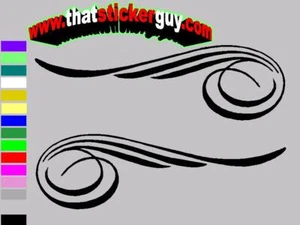 2 pc PINSTRIPING SCROLL stickers 0001 turbo custom hood decals ratrod v8  - Picture 1 of 12