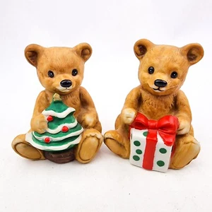 Vintage Homco Christmas Bears Figurines Home Interiors #5505 Porcelain - Picture 1 of 10