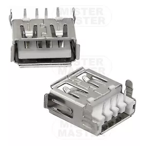 CONNETTORE USB 2.0 FEMMINA TIPO A 90 GRADI 4 PIN A SALDARE PCB - 2 PEZZI - Foto 1 di 3