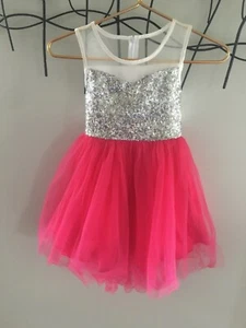 Sunny Fashion Dress Fit and Flare PINK Ballerina Dress Silver Sequins Girls 7 - Picture 1 of 4