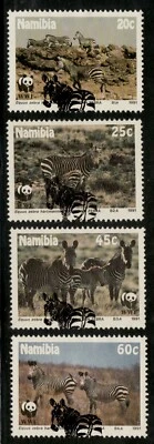 1991 Namibia Sc #694-97  Zebra with WWF promotion postage stamp. Cv$7 - Image 1 of 2