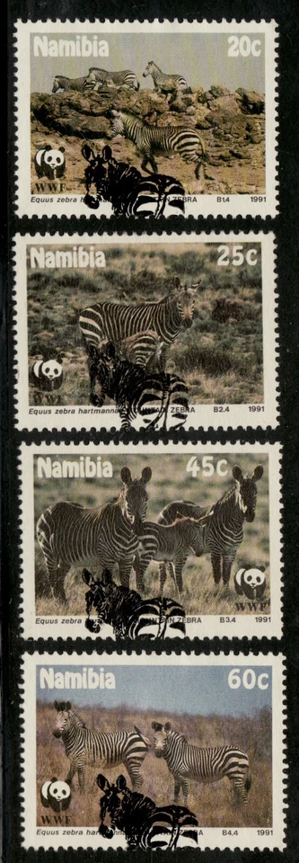 Namibia Sc #694-97 1991 cebra con sello postal de promoción WWF. CV$7 Foto 1 de 2