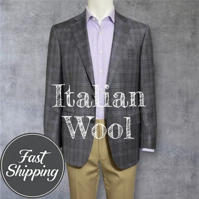 BROOKS BROTHERS Regent Men Gray Plaid Blazer 38S Wool Sport Coat 2 Button Jacket - Image 1 of 4