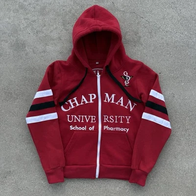 复古查普曼大学黑豹药学院 CUSP 连帽夹克红色小号 — 第 1/4 张图片