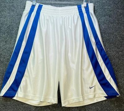Pantalones Cortos de Baloncesto De Colección Nike Team Sedosos Brillantes Para Hombres L Blanco Azul Malla Lados Foto 1 de 4