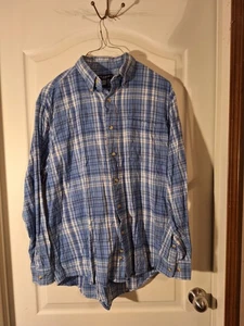 Camisa IVY CREW Para Hombres FLANELA Talla Regular Grande Abotonada Azul Manga Larga - Imagen 1 de 3