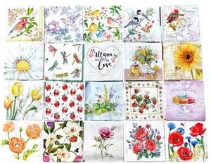 Mixed joblot bundle of 20 Lunch paper napkins for party, Crafts, Decoupage (A) - Picture 1 of 1
